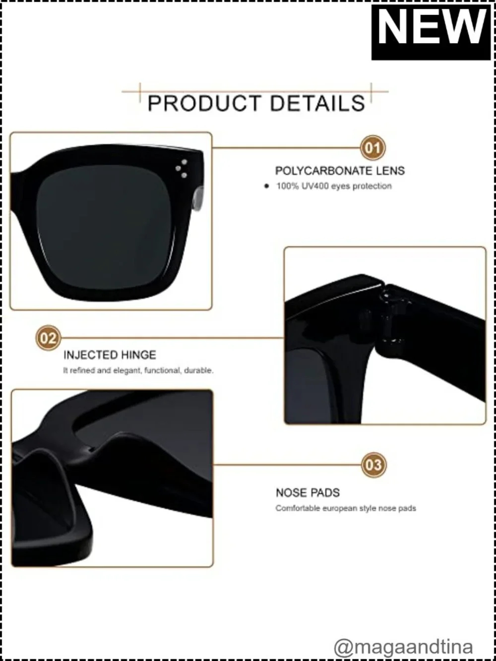 Oversized Square Sunglasses Women UV400 Plastic Frame